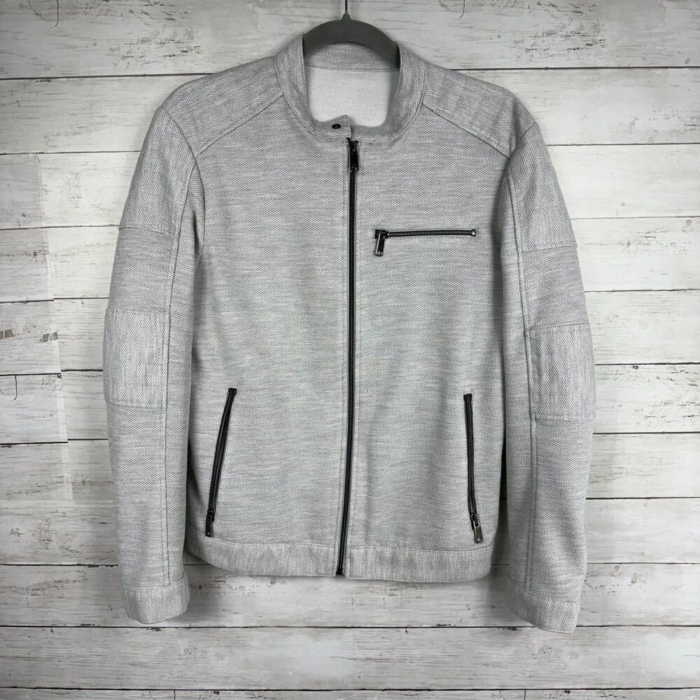 Zara Man Light Gray Slim Fit Bomber Jacket